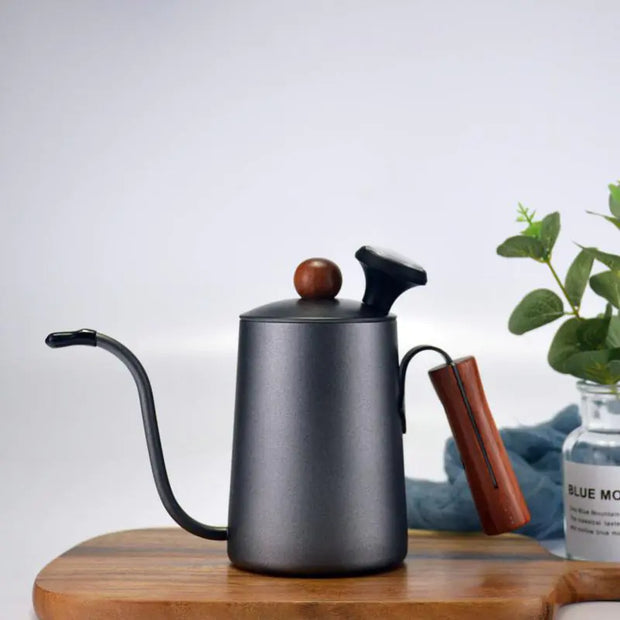 Stainless Steel Long-Mouth Coffee Pot Set with Lid