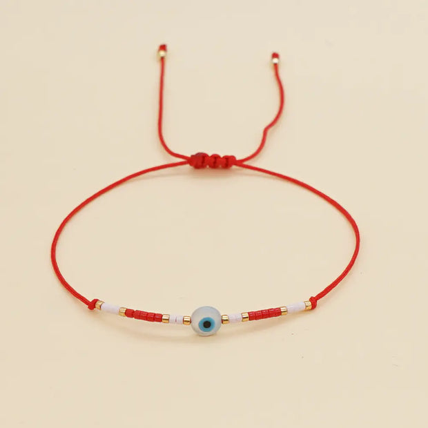 Evil Eye Rice Beads Woven Bracelet for Girls