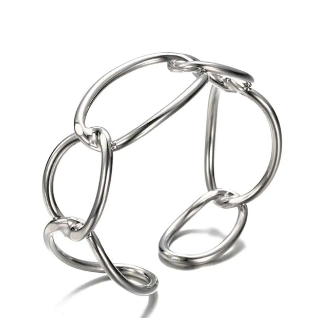 Fashionable Open-Circle Metal Bangle