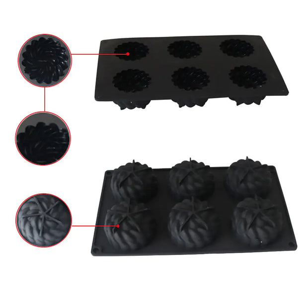 6-Cavity Silicone Molds for Flower Cake and Desserts