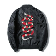 Embroidered Jacket, Coral Flower Snake Baseball Jacket