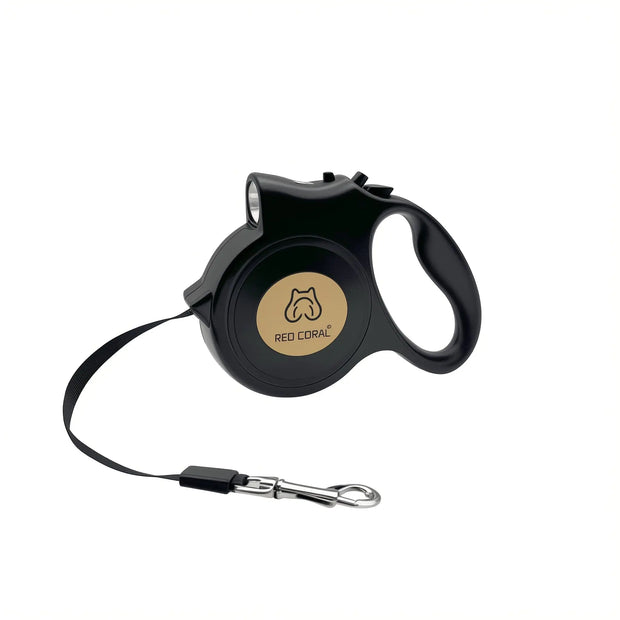 LED Light Retractable Dog Leash for Small to Medium Dogs – 16ft Extendable for Safe Night Walks (Black)