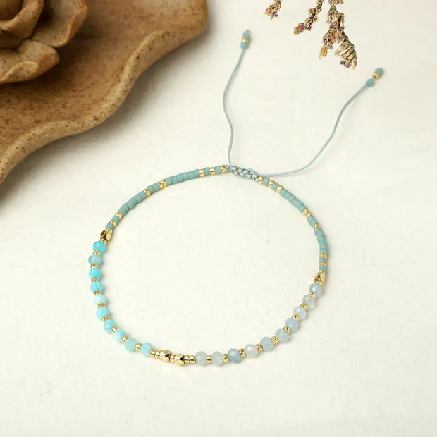 Natural Stone Bead Woven Bracelet for Women