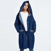 Hooded Long Denim Cardigan Jacket for Women