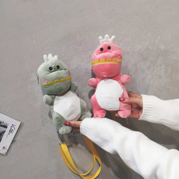 Cute Cartoon Dinosaur Plush Crossbody Bag for Girls