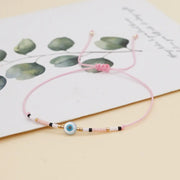 Evil Eye Rice Beads Woven Bracelet for Girls